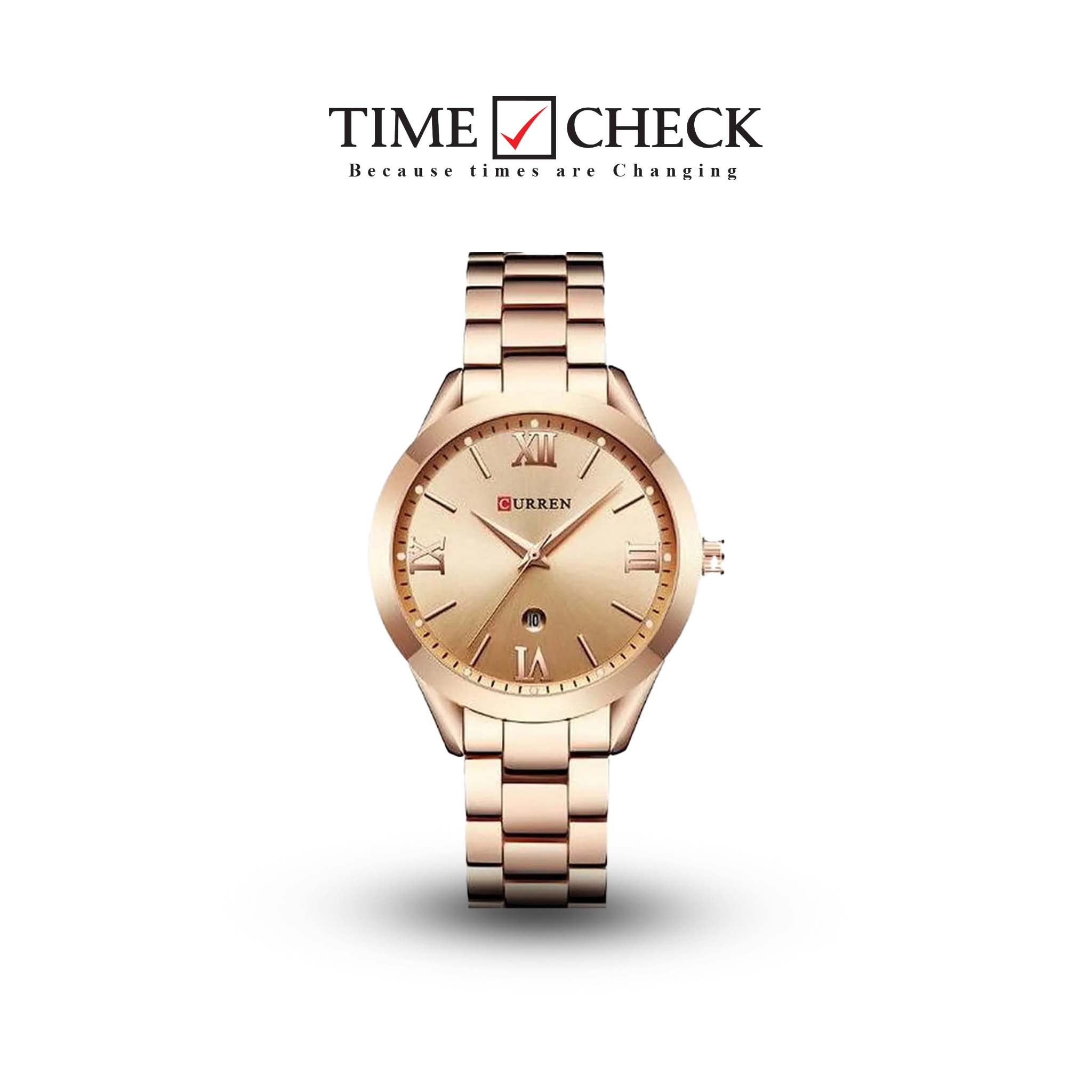 C-9007L Curren rose gold Dial Rosegold Stainless Chain Steel Analog Quartz Women's Watch.