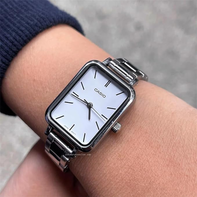 LTP-V009D-7EUDF Casio Analog White Dial Stainless Steel Band Quartz Women's Watch.