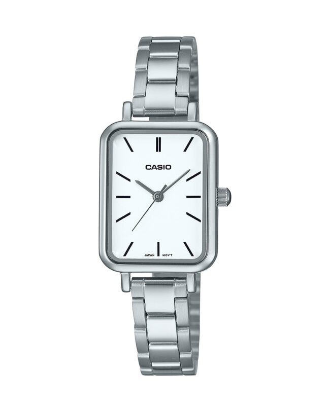 LTP-V009D-7EUDF Casio Analog White Dial Stainless Steel Band Quartz Women's Watch.