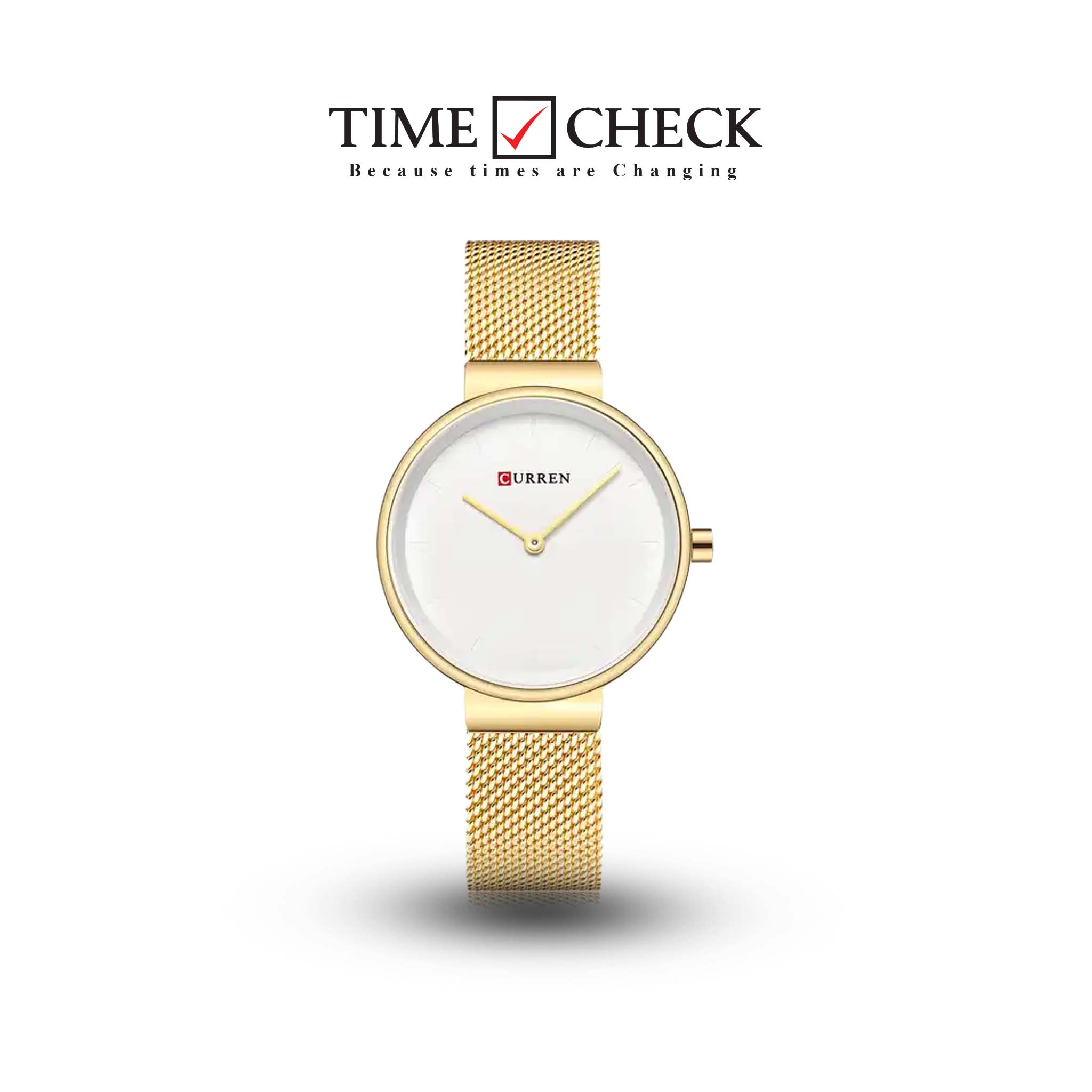 C9016L Curren White Dial Golden Stainless Steel Band Analog Quartz Women's Watch.