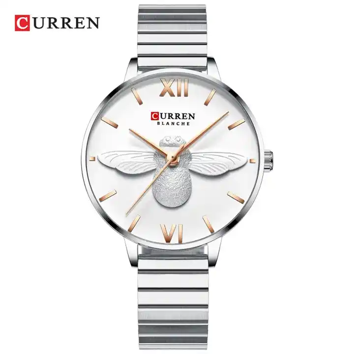C-9061L Curren White Dial Silver Stainless Steel Analog Quartz Women's Watch.