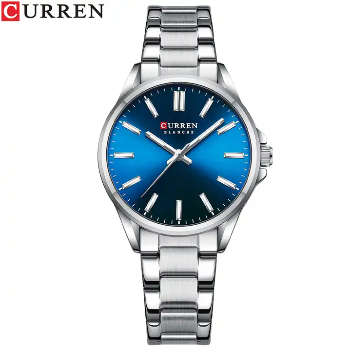 C-9090L Curren Blue Dial Silver Stainless Steel Analog Quartz Women's Watch.