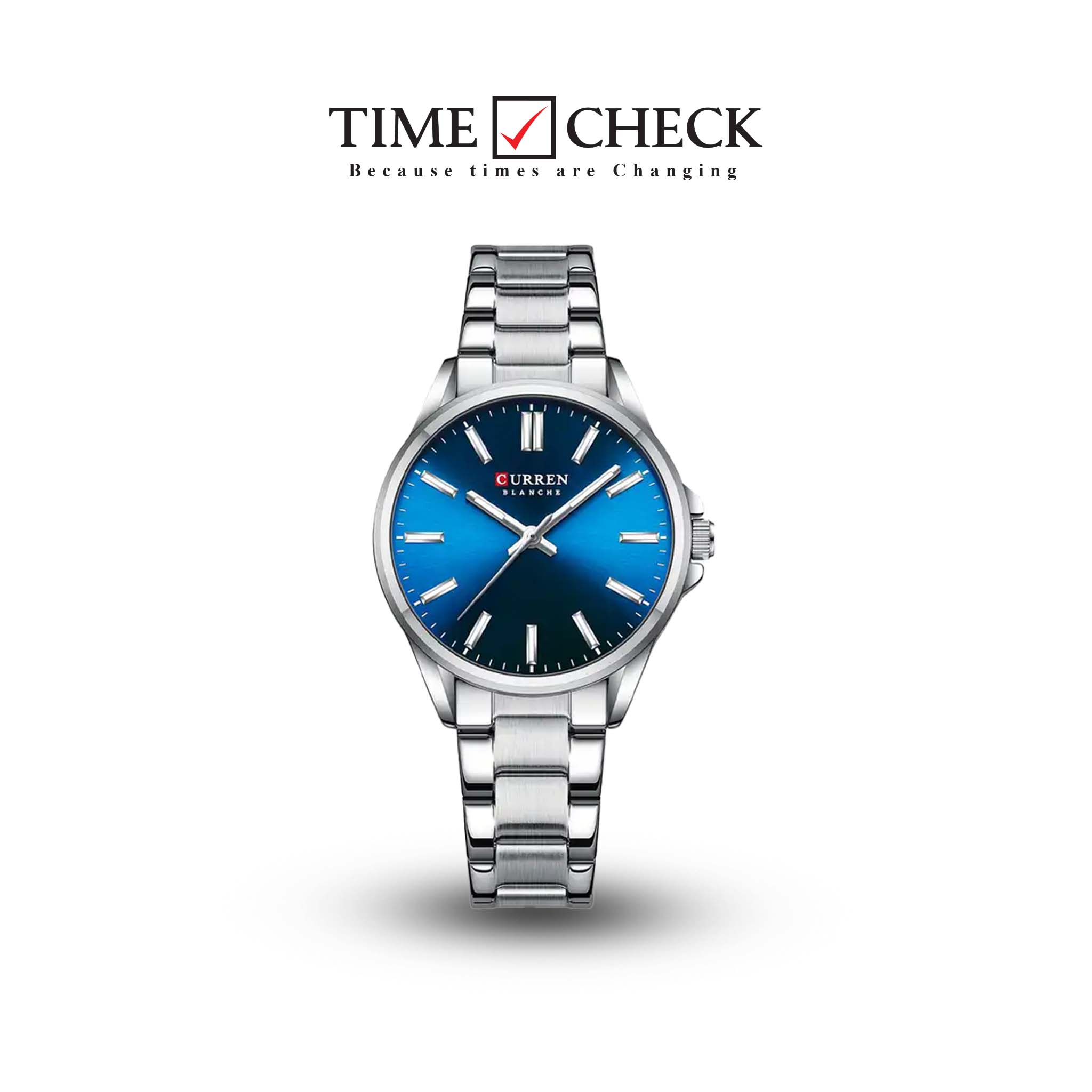 C-9090L Curren Blue Dial Silver Stainless Steel Analog Quartz Women's Watch.